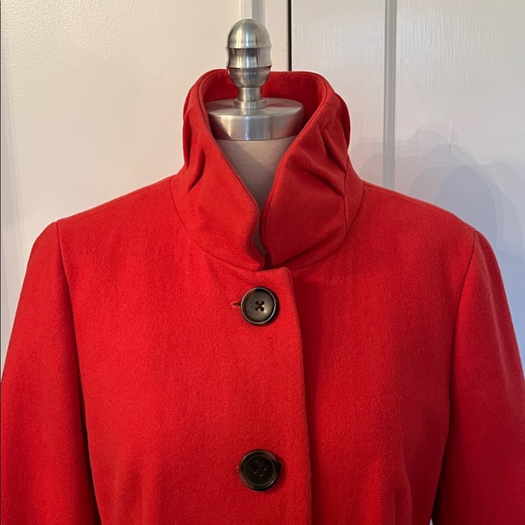 JCrew Coral Ruched Collar Wool Coat.  Size 10.  Great Used Condition. - Picture 2 of 15